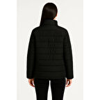 Lucky Life Bomber Mont Ceket – Su İtici Kumaş, Kapitone Astarlı, Fermuarlı, Kışlık - Siyah