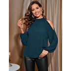 Lucky Life Kadın Uzun Kollu Omuzlardan Açık Sandy Bluz