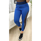 Lucky Life Kadın Yüksek Bel File Detaylı Dar Kesim Viskon Iki Iplik Pantolon