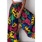 Lucky Life Kadın Yüksek Bel Lastikli Desenli Süprem Pantolon