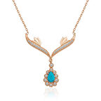 Gümüş Rose Turkuaz Taşlı Madalyon Kadın Kolye