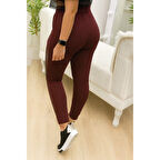 Lucky Life Kadın Yüksek Bel File Detaylı Dar Kesim Viskon Iki Iplik Pantolon