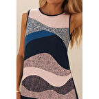 Lucky Life Kadın Kolsuz Sırttan Bağlamalı Fırfırlı Leopar Desenli Dalgıç Elbise