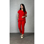 Lucky Life Kadın Kısa Kollu Yuvarlak Yaka Aerobin Bluz Ve Pantolon Ikili Takım