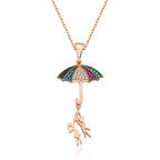 ​Gümüş Şemsiye Tutan Aşıklar Kolye