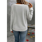 Lucky Life Kadın Uzun Kollu V Yakalı Waffle Bluz