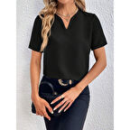 Lucky Life Kadın Kısa Kollu V Yakalı Ithal Krep Elbise