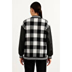 Lucky Life Kolları Suni Deri Içi Astarlı Oduncu Kolej Içi Ceket - Gri