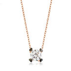 Gümüş Kalpli Tek Taş Kadın Kolye