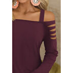 Lucky Life Kadın Uzun Lazer Kesik Detaylı Askılı Viskon Iki Iplik Bluz