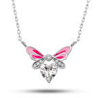 Lucky Life Gümüş Beyaz Kalp Peri Kanatlı Kolye