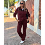 Lucky Life Kadın Uzun Kollu önden Fermuarlı Pul Payetli Alt üst Viskon Iki Iplik Takım