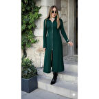 Lucky Life Lucky Life Kadın Uzun Kollu önden Fermuarlı Ithal Krep Elbise