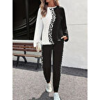 Lucky Life Lucky Life Kadın Uzun Kollu Bisiklet Yaka çift Renkli Viskon Iki Iplik Bluz Ve Pantolon Ikili Takım