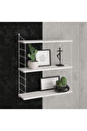 Decormet Armoni Raf Seti 3 Raflı 200*720 Metal Beyaz+Ahşap