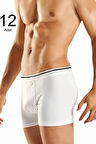 Erkek Beyaz 12'Li Paket Likralı Boxer ELF568BER109712