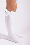 Family Dizaltı Kurdeleli Çocuk Basic Çorap Beyaz