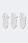 3 lü Paket Soft Bambu Kız Çocuk Step Çorap Beyaz/Beyaz/Beyaz