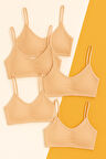Kız Çocuk 5 li Paket Büstiyer İnce Askılı Nude