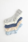 Çocuk 5 li Paket Havlu Soket Çorap Mavi Mix