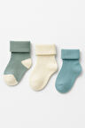 Bebek 3'lü Havlu Soket Çorap Mint-Ekru-Yeşil