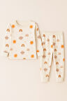 Çocuk Gezegen Desenli Pijama Takımı Ekru