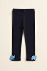 Çocuk Fil Aksesuarlı Pamuklu Tayt Pantolon Lacivert