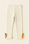 Çocuk Havuç Aksesuarlı Pamuklu Tayt Pantolon Bej