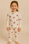 Kız Çocuk Kiraz Desenli Pijama Takımı