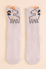 Çocuk Hayvan Desenli Soket Çorap Lila