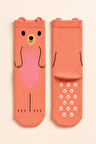 Kız Çocuk Ayıcık Desenli Soket Çorap Pembe
