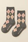 Kız Çocuk Ekoseli Soket Çorap 