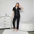 Confeo C840-057 Kadın Viskon Önü Düğmeli Kısakol Pijam Takım