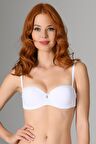Beyaz Straplez Şeffaf Sütyen