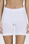 Beyaz Seamless Uzun Şort Külot