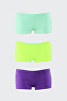 Neon Mor Yeşil Turkuaz Dikişsiz 3lü Ağlı Şort Külot