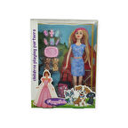 Puppy Bella 30 cm Bebek ve Köpek Bakım Seti - Mavi Elbise