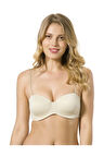 Kadın Bej Balenli Micro Kaplı Straplez Boş Kap Sütyen 7035