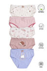 Özkan 41603 5'li Paket Kız Çocuk Karışık Renkli Desenli Pamuklu Yumuşak Slip Külot