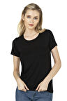Özkan 26976 Kadın Premium Yumuşak Rahat Kumaş Viskon Bisiklet Yaka Kısa Kollu Örme T-Shirt