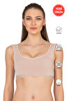 Özkan 27407 Kadın Pamuklu Likralı Çıkarılabilir Pedli Balensiz Süprem Kumaş Rahat Kalın Askılı Sütyen Büstiyer
