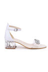 Kiko Kids 790 Kum Simli Taşlı Kız Çocuk 3 Cm Şeffaf Topuklu Sandalet Ayakkabı