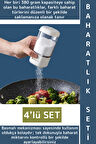 Premium Dayanıklı Toz-Taneli Kullanım Şeffaf Gövde Basmalı Baharatlık Tuzluk Seti 380 ML X 4'lü SET