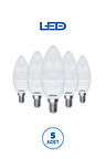 RTL02101-5 Rother LED Mum Avize Ampul 6W E14 470 Lümen 6500K Beyaz Işık Enerji Tasarruflu Ampul 5 Adet