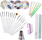 Kuzey's Store Tırnak sanatı tasarım seti, 37 adet tırnak sanatı seti, tırnak fırçası, şerit bant, noktalama kalemi, suni elmas taşlar