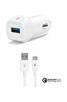 Ttec SpeedCharger QC 3.0 Type-C Araç Şarjı Beyaz