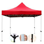 Otomatik Gazebo Çardak 300 X 300 Cm Tente Teras Bahçe Kamelyası Gölgelik Kırmızı