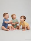 Minidamla Kısa Kol Basic 3'lü set 1-18  Ay Çıtçıtlı Badi - Mavi