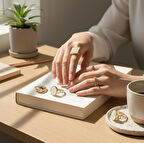 Altın Renk 5 li Çelik Yüzük Set