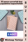 #BuzKalıbı Soğuk Kahve İçecek Detoks Kokteyl 33 Adet Kapasiteli Pratik Yuvarlak Buz Yapma Kalıbı 17 X 10 Cm 2 Adet